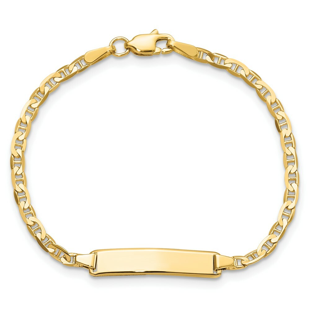 14K Yellow Gold Flat Anchor Link ID Bracelet