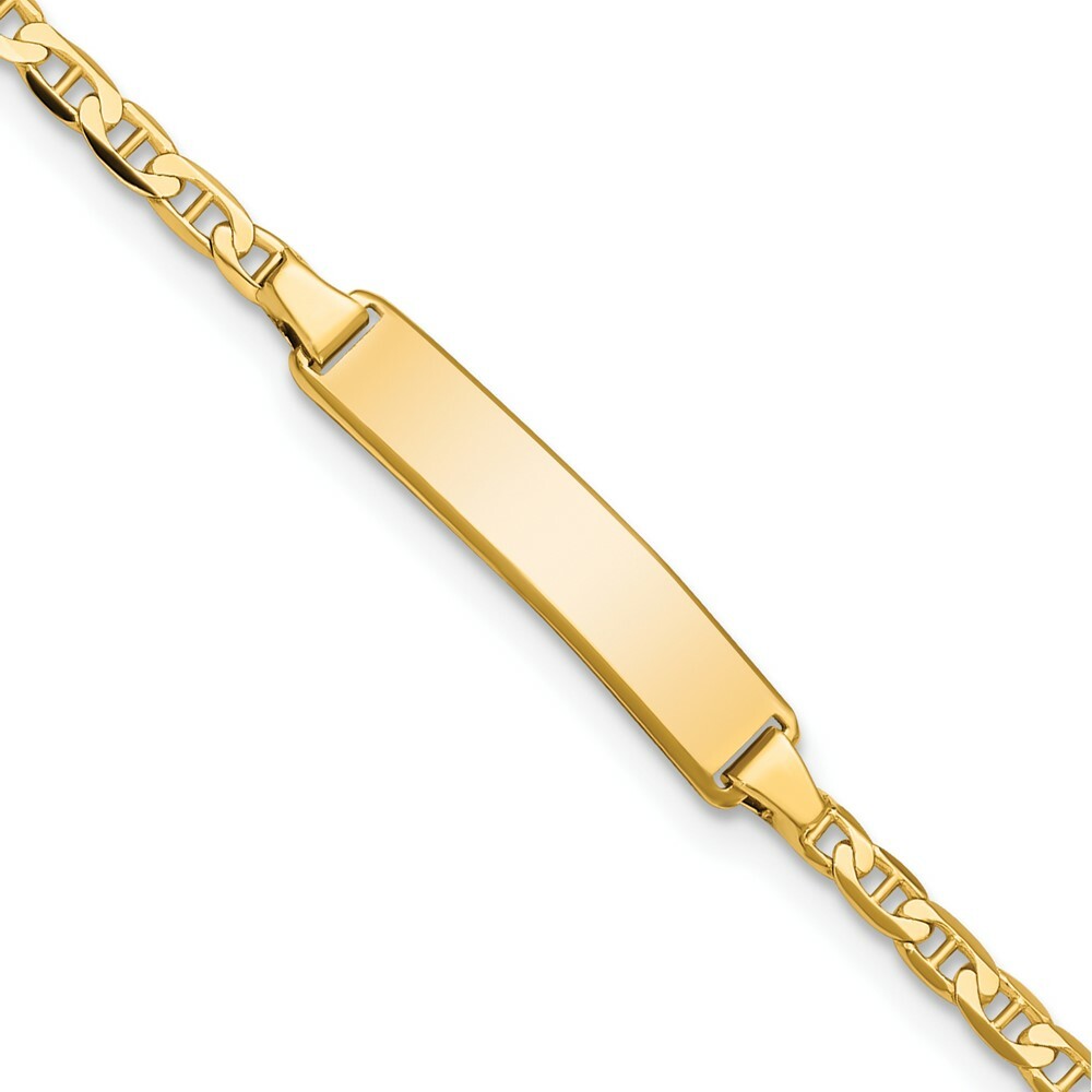 14K Yellow Gold Flat Anchor Link ID Bracelet