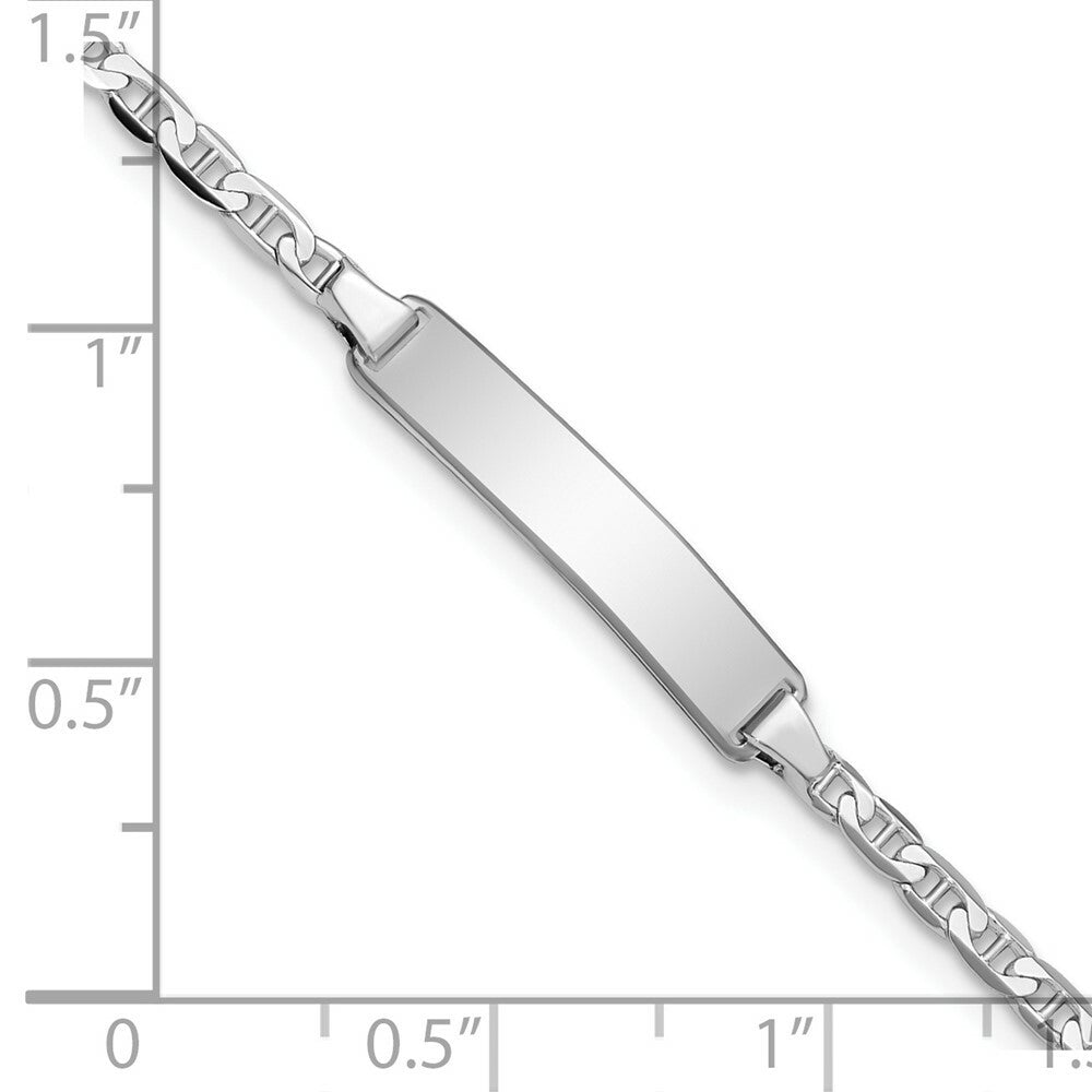 14k White Gold Anchor Link ID Bracelet