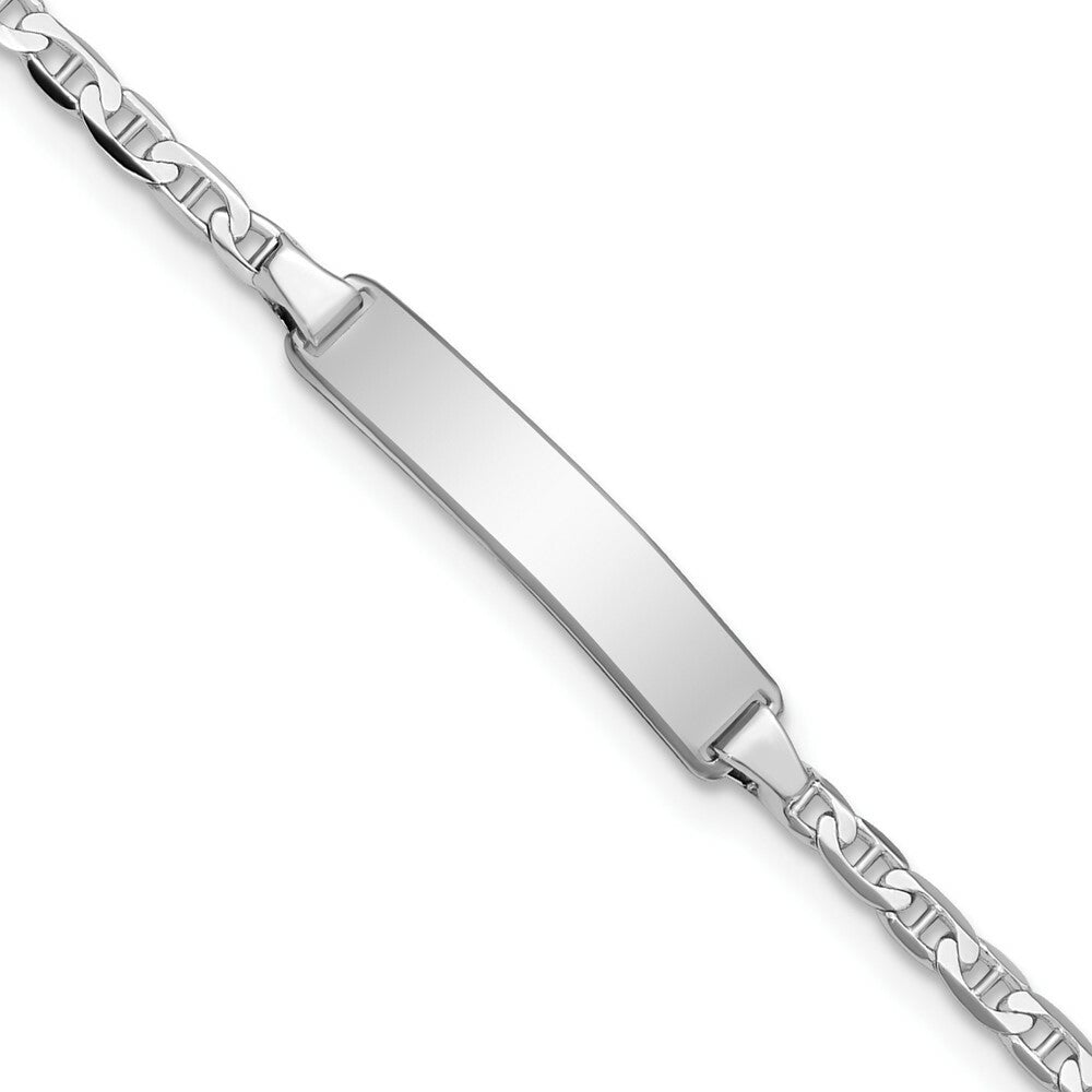 14k White Gold Anchor Link ID Bracelet
