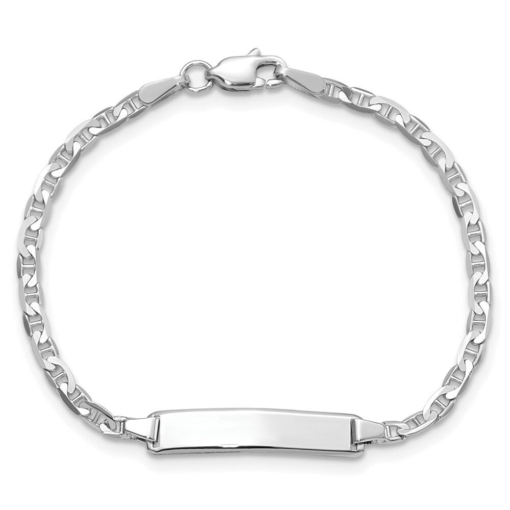 14k White Gold Anchor Link ID Bracelet