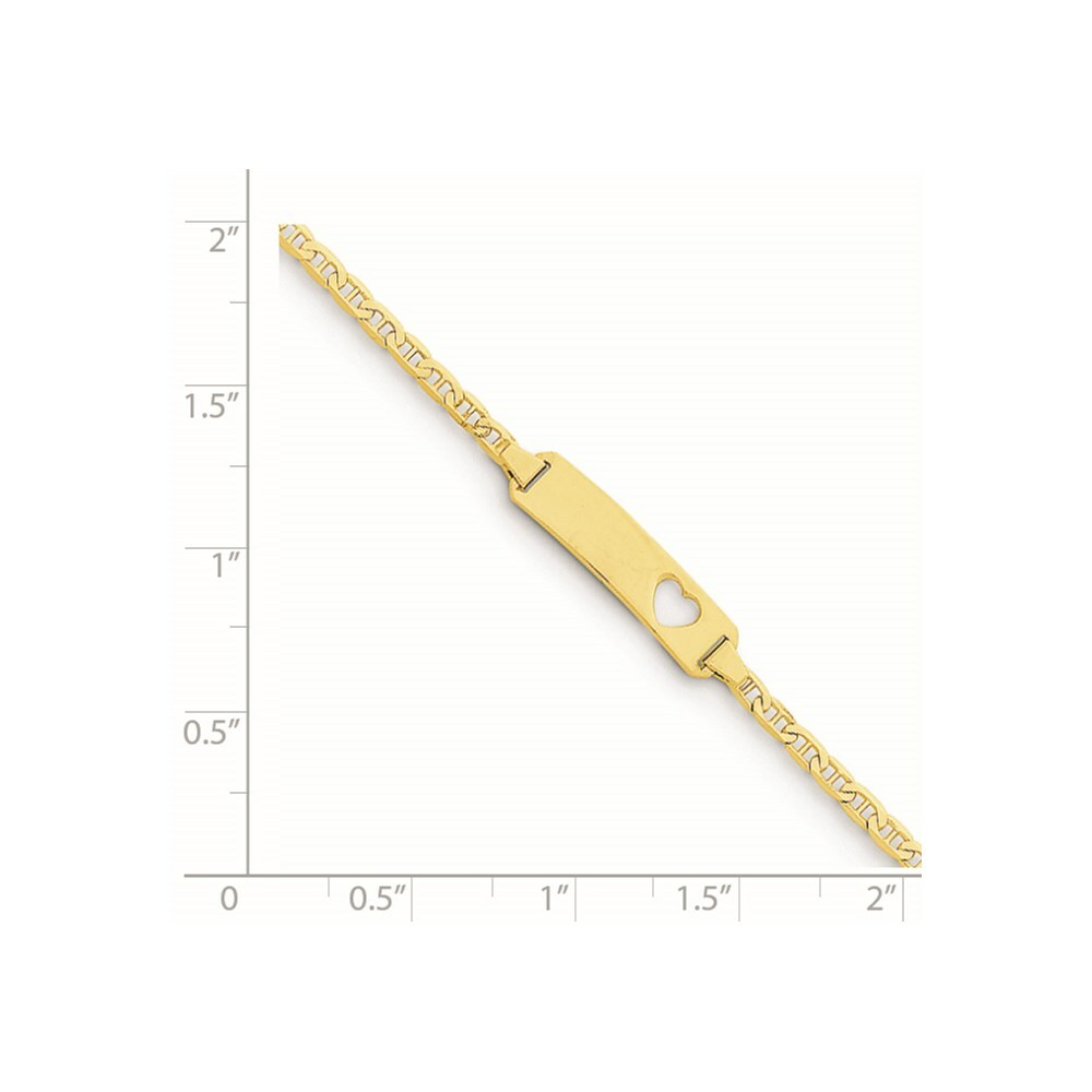 14K Yellow Gold Engraveable with Stamped-Out Heart Baby/Child ID Bracelet