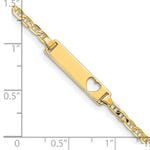 Load image into Gallery viewer, 14K Yellow Gold Engraveable with Stamped-Out Heart Baby/Child ID Bracelet
