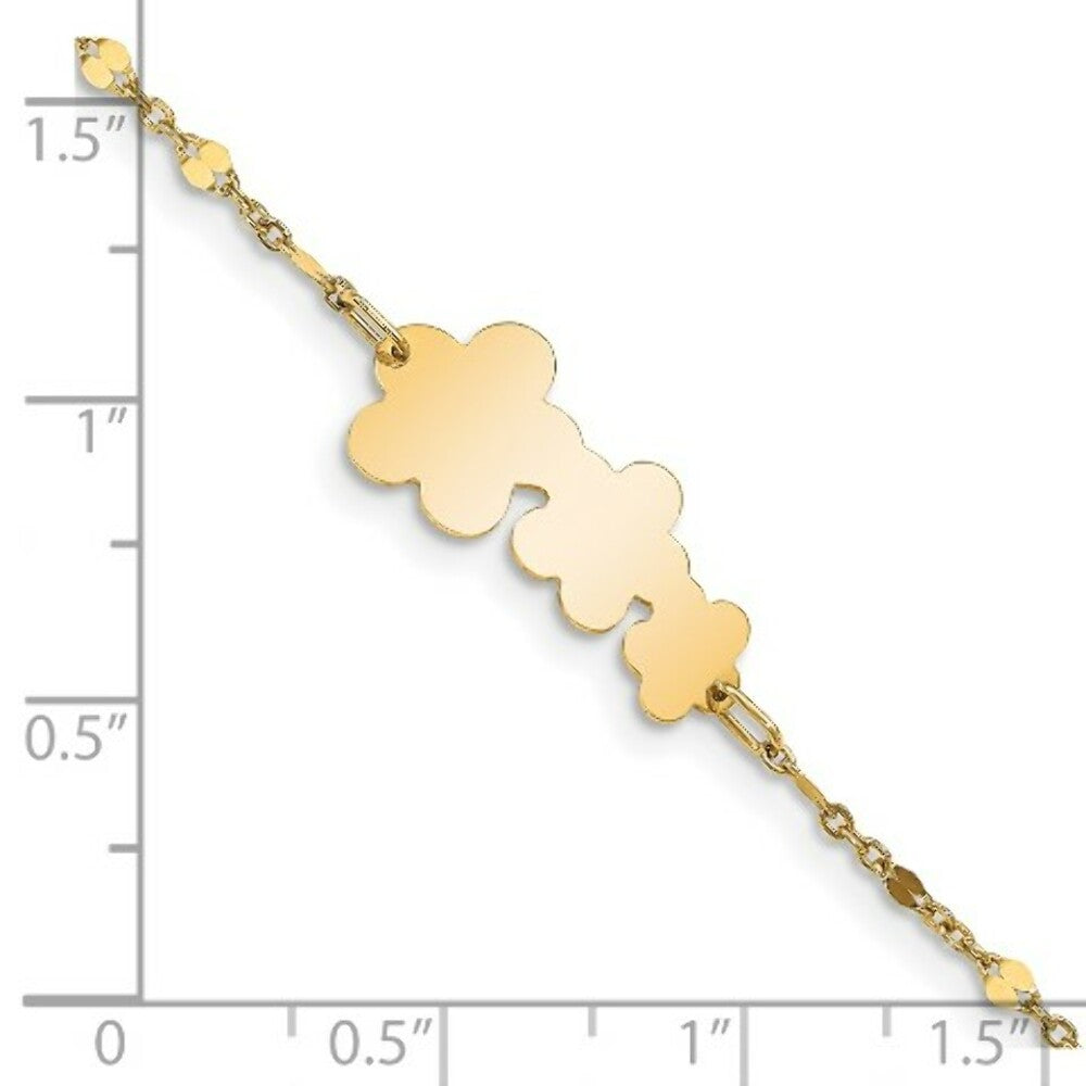 14K Yellow Gold Engraveable with Stamped-Out Heart Baby/Child ID Bracelet
