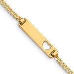 Load image into Gallery viewer, 14K Yellow Gold Curb Link Baby ID, Plate with Cut-out Heart Bracelet
