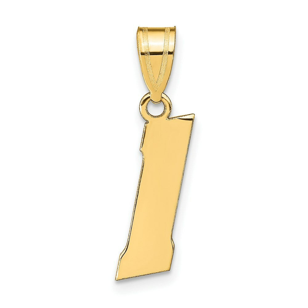 14K Yellow Gold Polished Block Number Pendant
