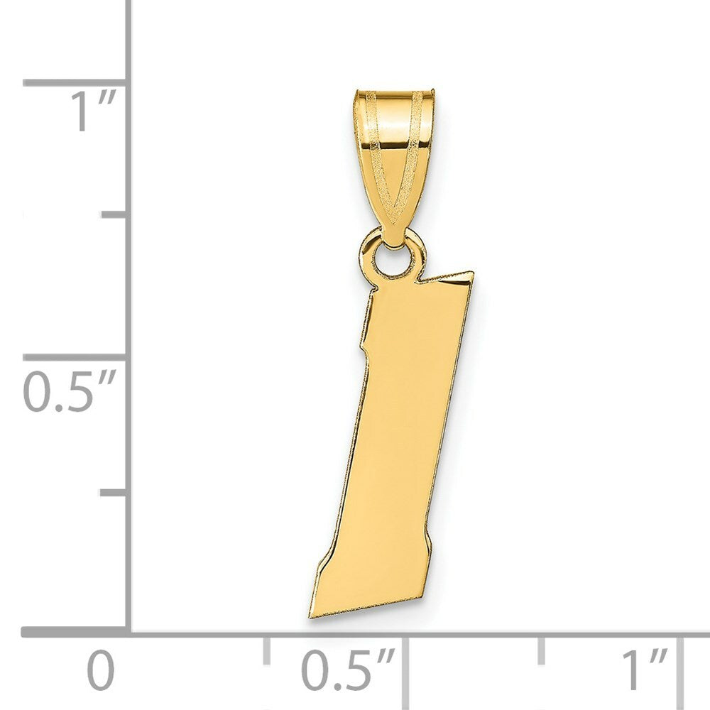 14K Yellow Gold Polished Block Number Pendant