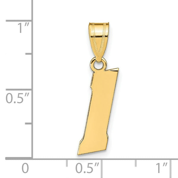 14K Yellow Gold Polished Block Number Pendant