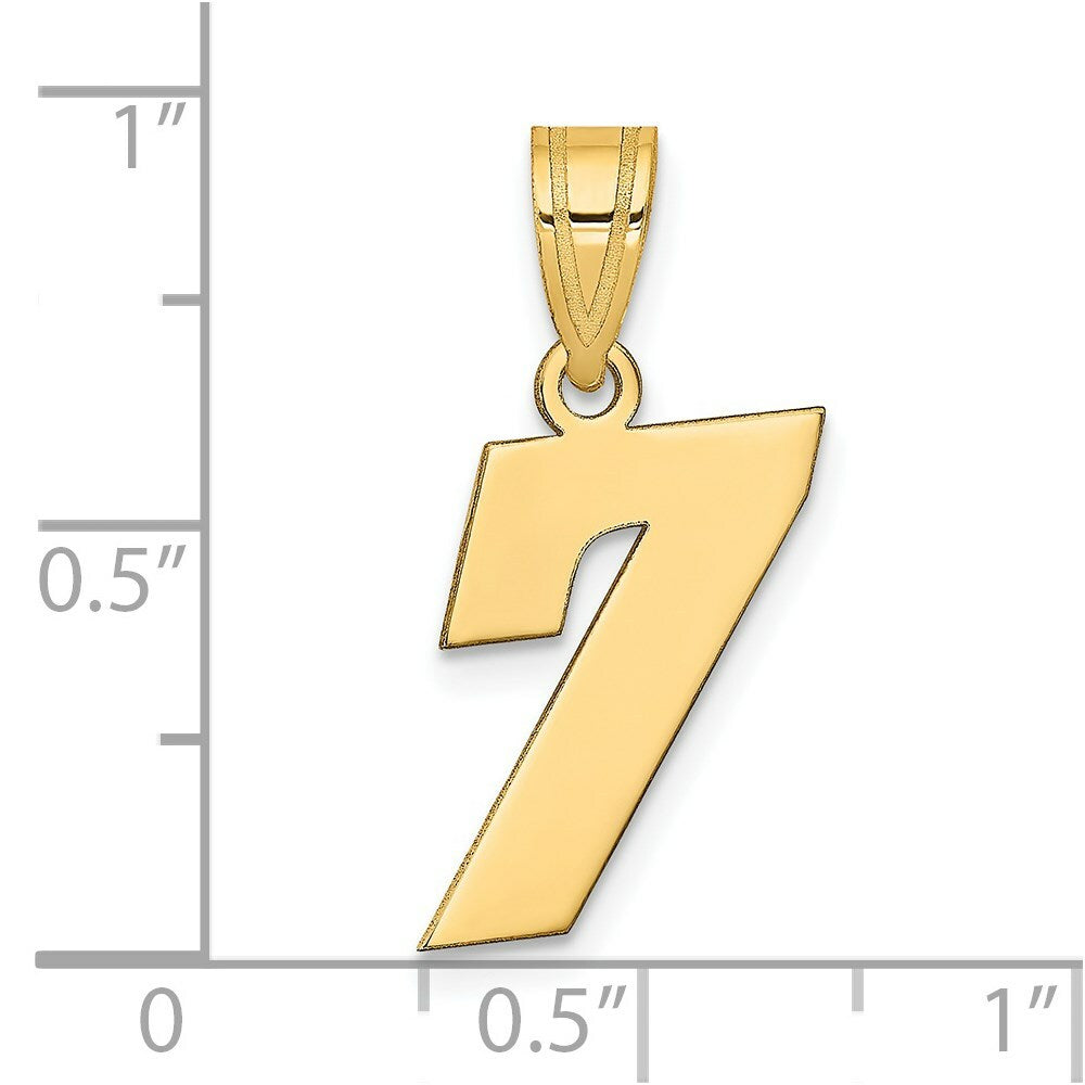 14K Yellow Gold Polished Block Number Pendant