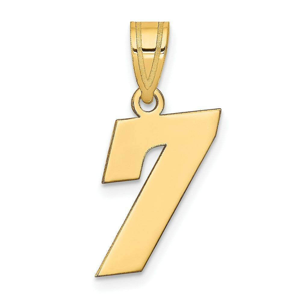 14K Yellow Gold Polished Block Number Pendant