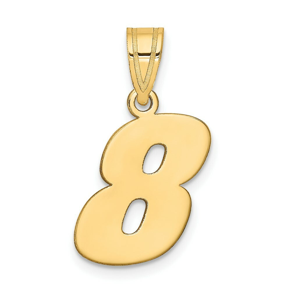 14K Yellow Gold Polished Block Number Pendant