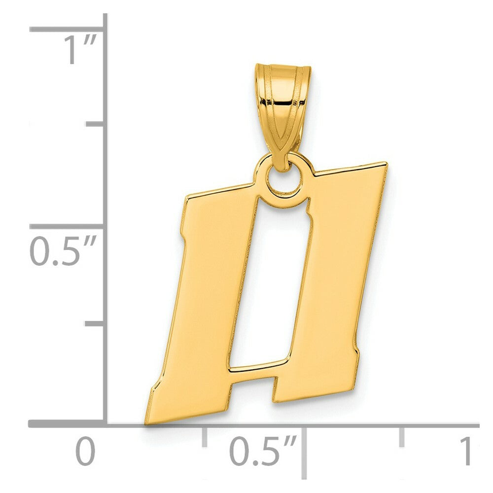 14K Yellow Gold Polished Block Number Pendant