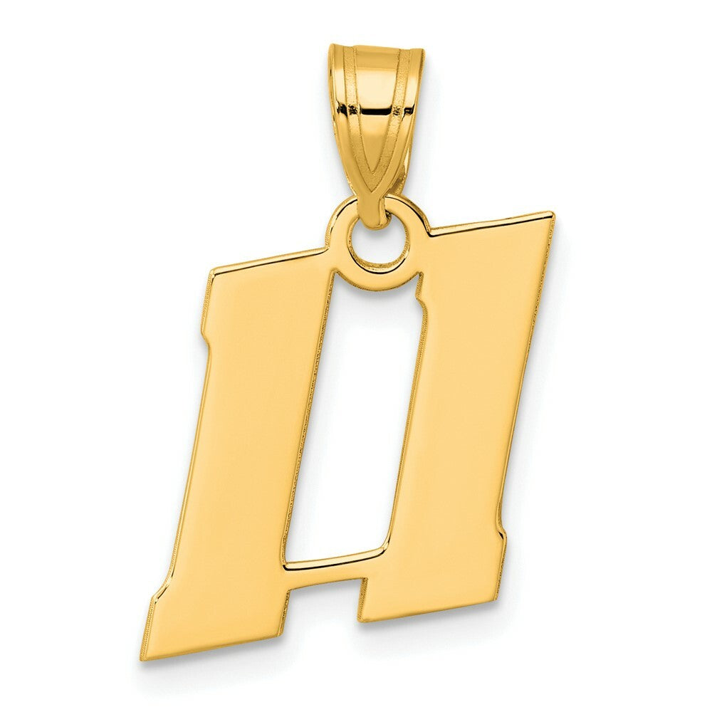 14K Yellow Gold Polished Block Number Pendant