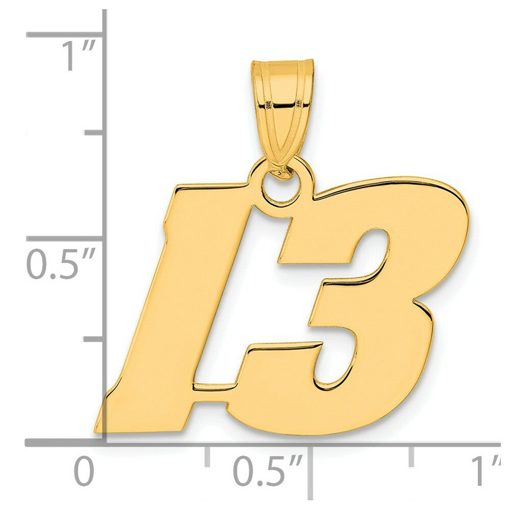 14K Yellow Gold Polished Block Number Pendant