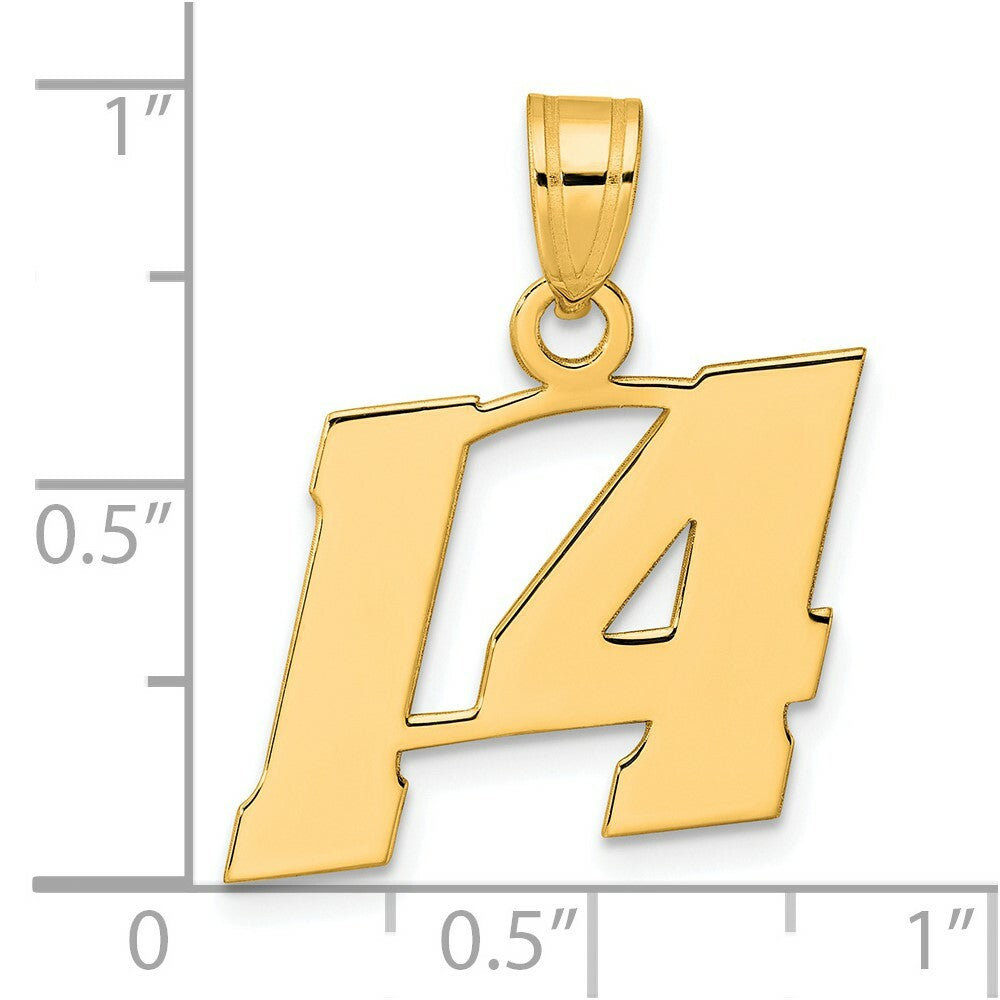 14K Yellow Gold Polished Block Number Pendant