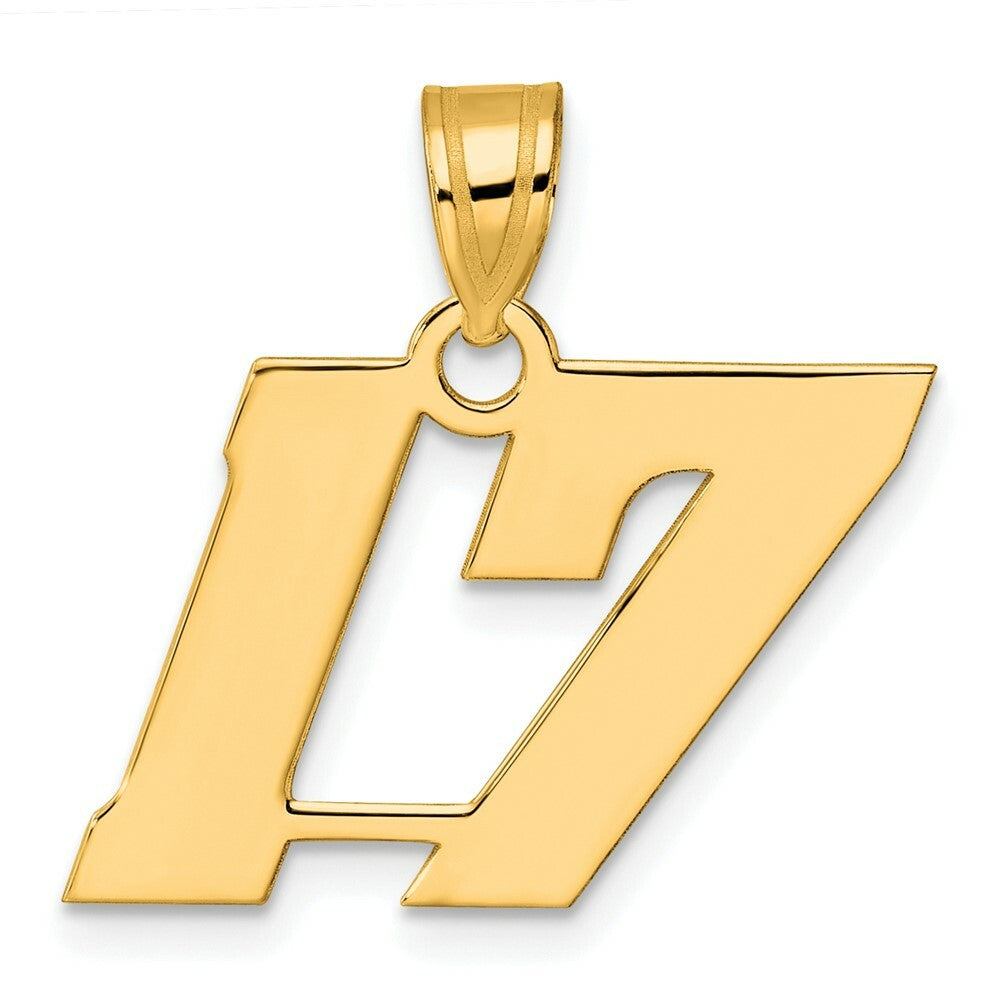 14K Yellow Gold Polished Block Number Pendant