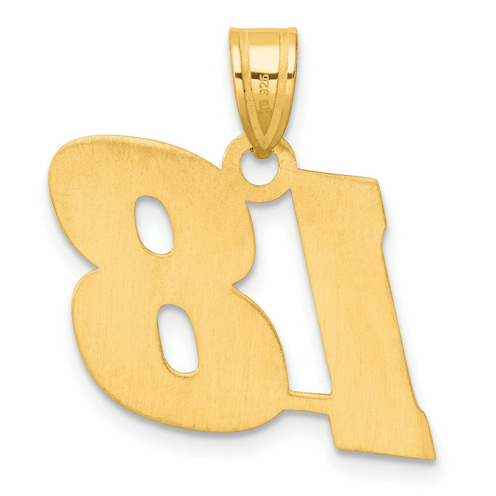14K Yellow Gold Polished Block Number Pendant