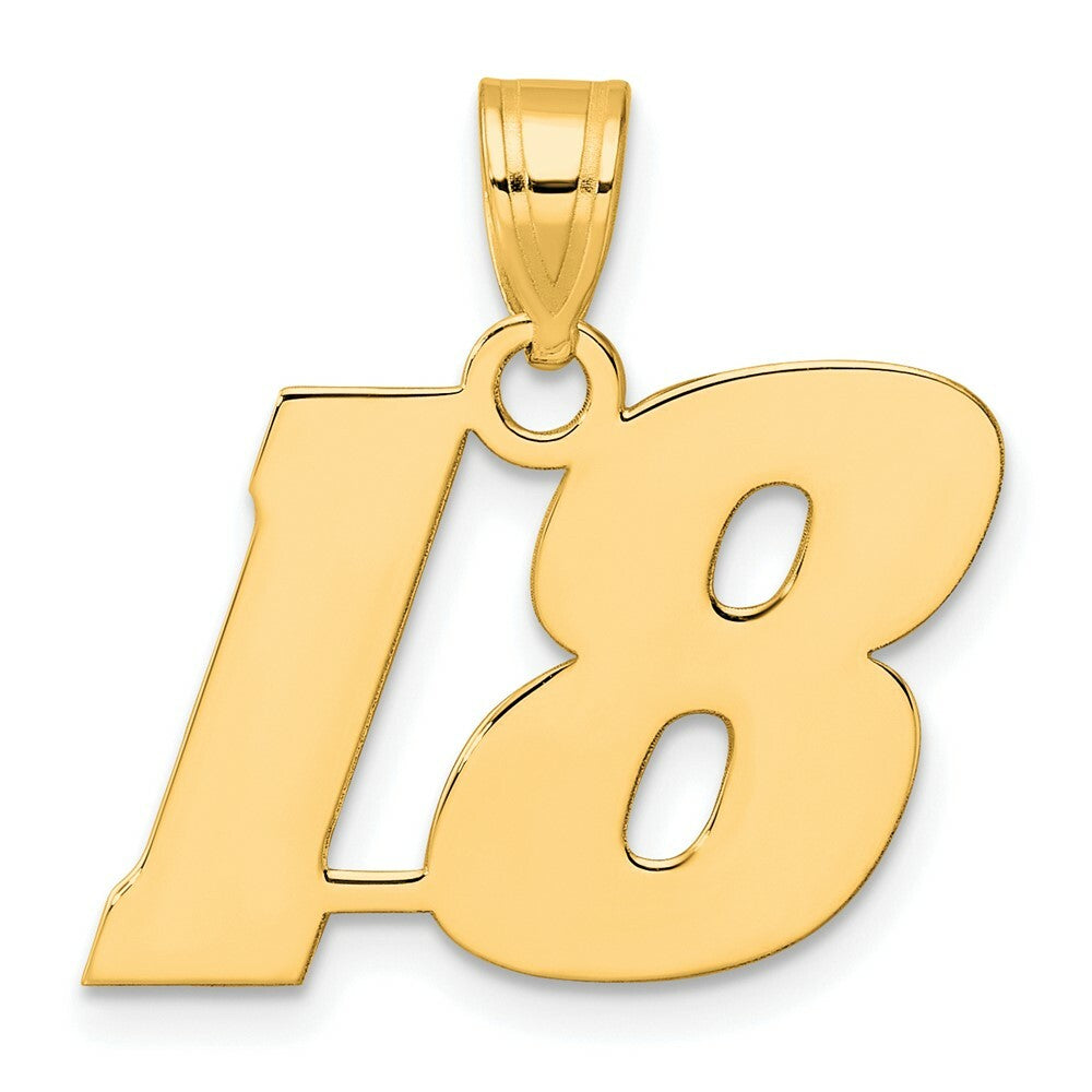 14K Yellow Gold Polished Block Number Pendant