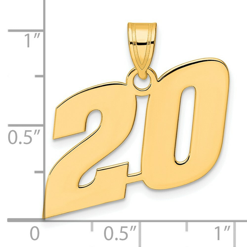 14K Yellow Gold Polished Block Number Pendant