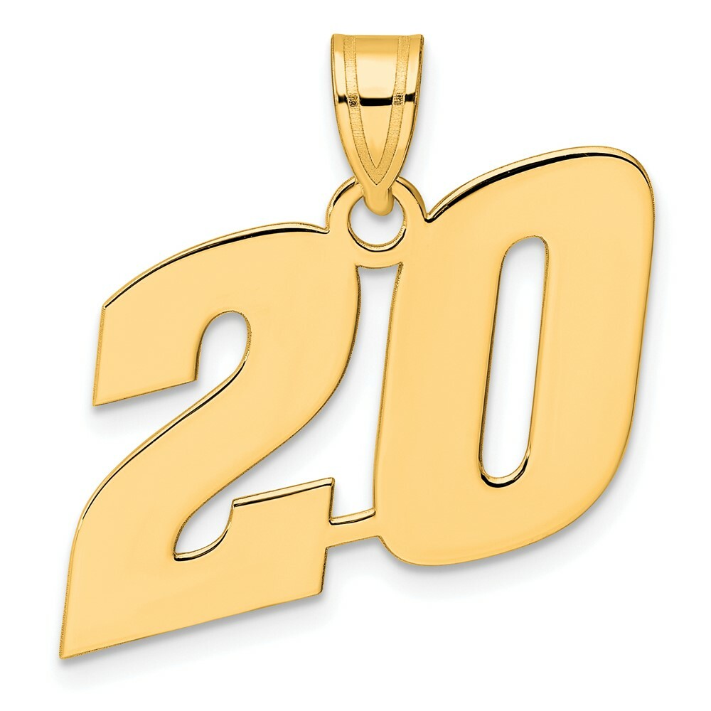14K Yellow Gold Polished Block Number Pendant
