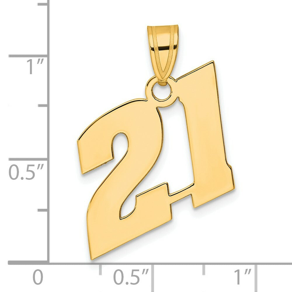 14K Yellow Gold Polished Block Number Pendant