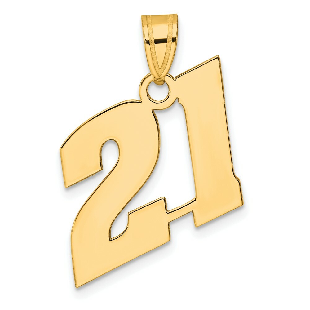 14K Yellow Gold Polished Block Number Pendant