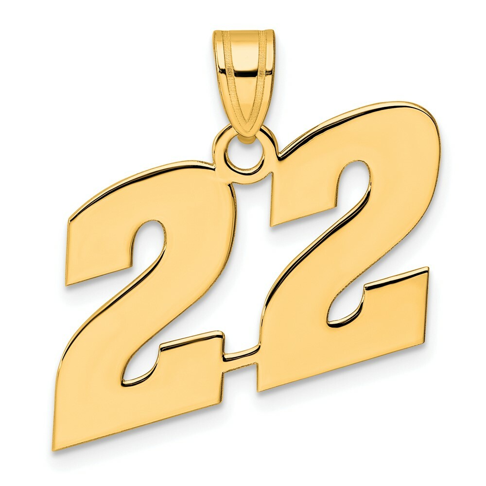 14K Yellow Gold Polished Block Number Pendant