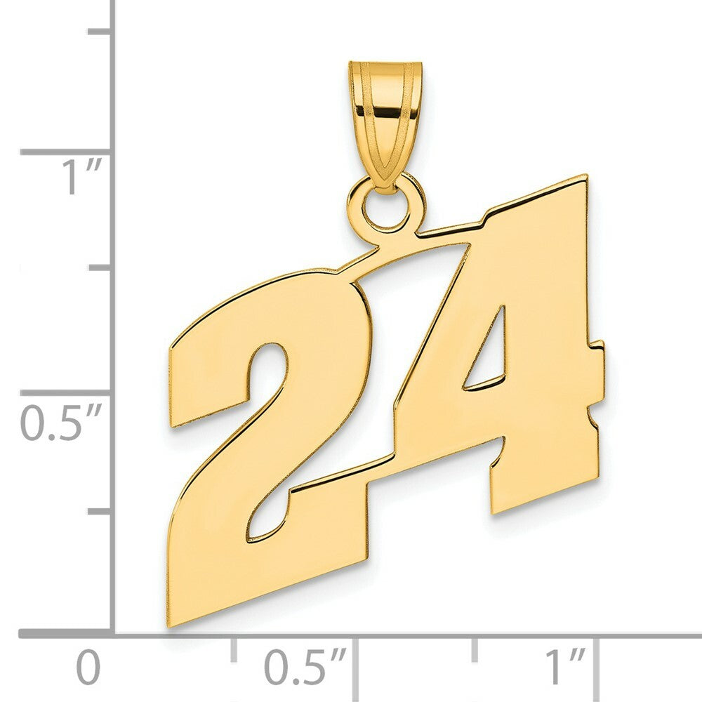14K Yellow Gold Polished Block Number Pendant