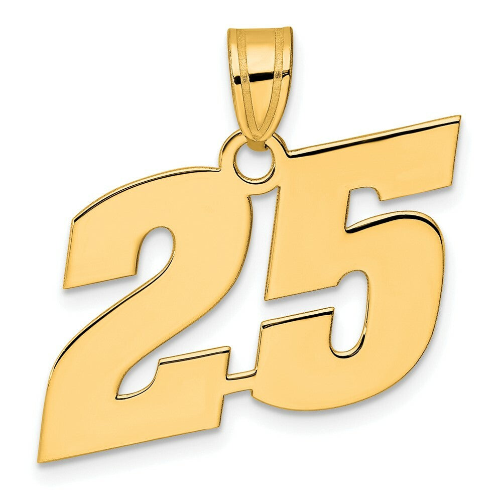 14K Yellow Gold Polished Block Number Pendant
