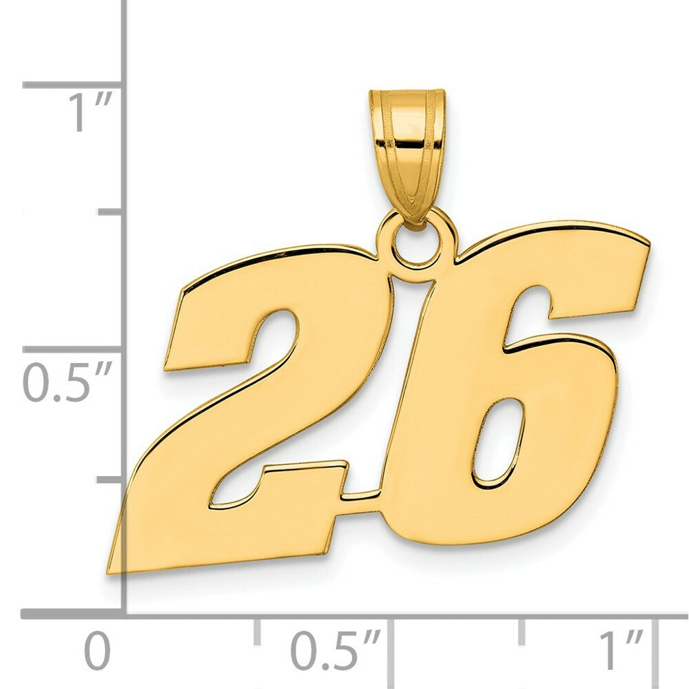 14K Yellow Gold Polished Block Number Pendant