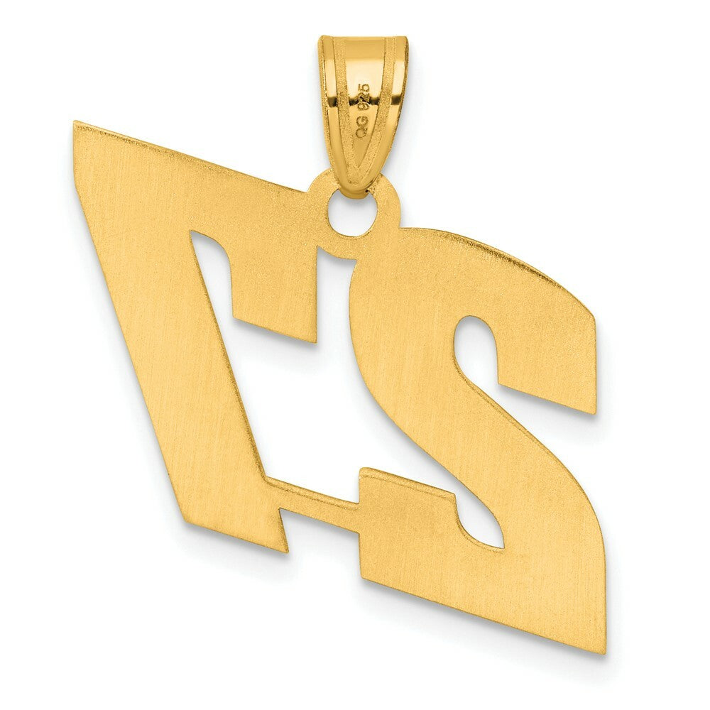 14K Yellow Gold Polished Block Number Pendant