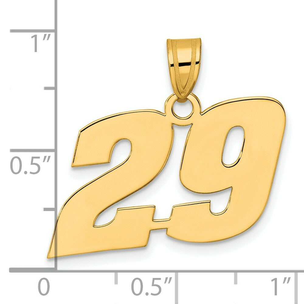 14K Yellow Gold Polished Block Number Pendant