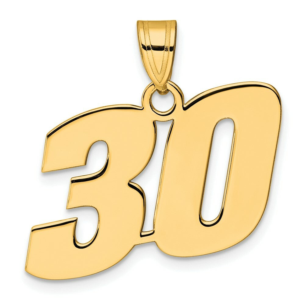 14K Yellow Gold Polished Block Number Pendant