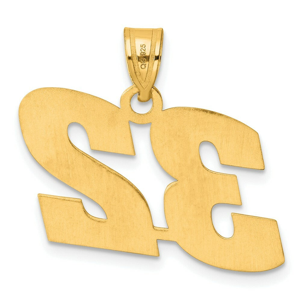 14K Yellow Gold Polished Block Number Pendant