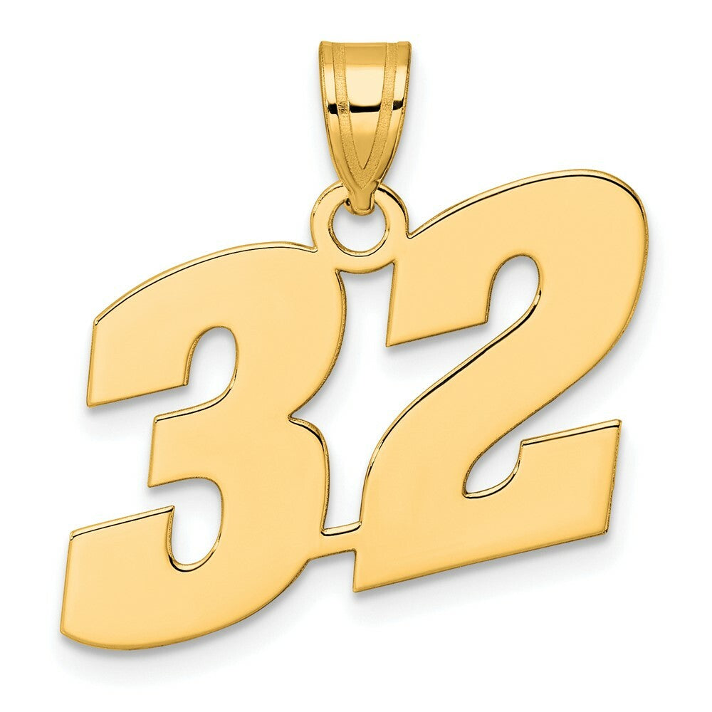 14K Yellow Gold Polished Block Number Pendant
