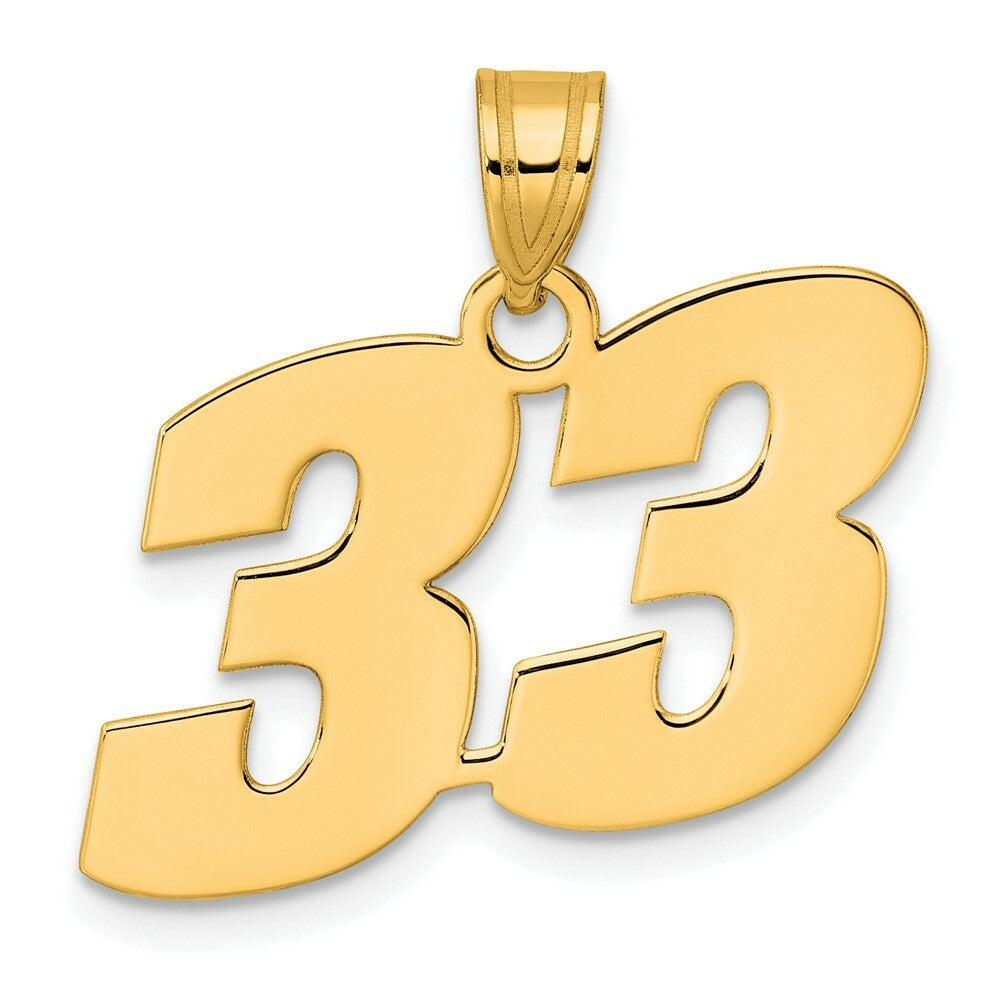 14K Yellow Gold Polished Block Number Pendant