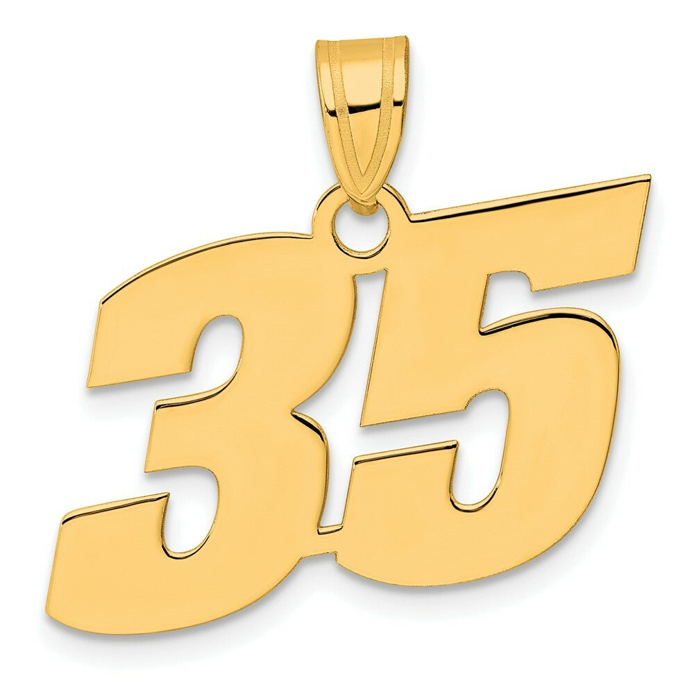 14K Yellow Gold Polished Block Number Pendant