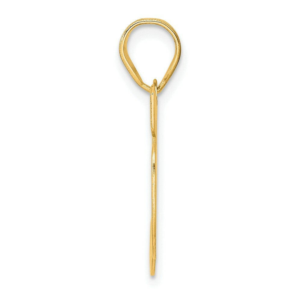 14K Yellow Gold Polished Block Number Pendant