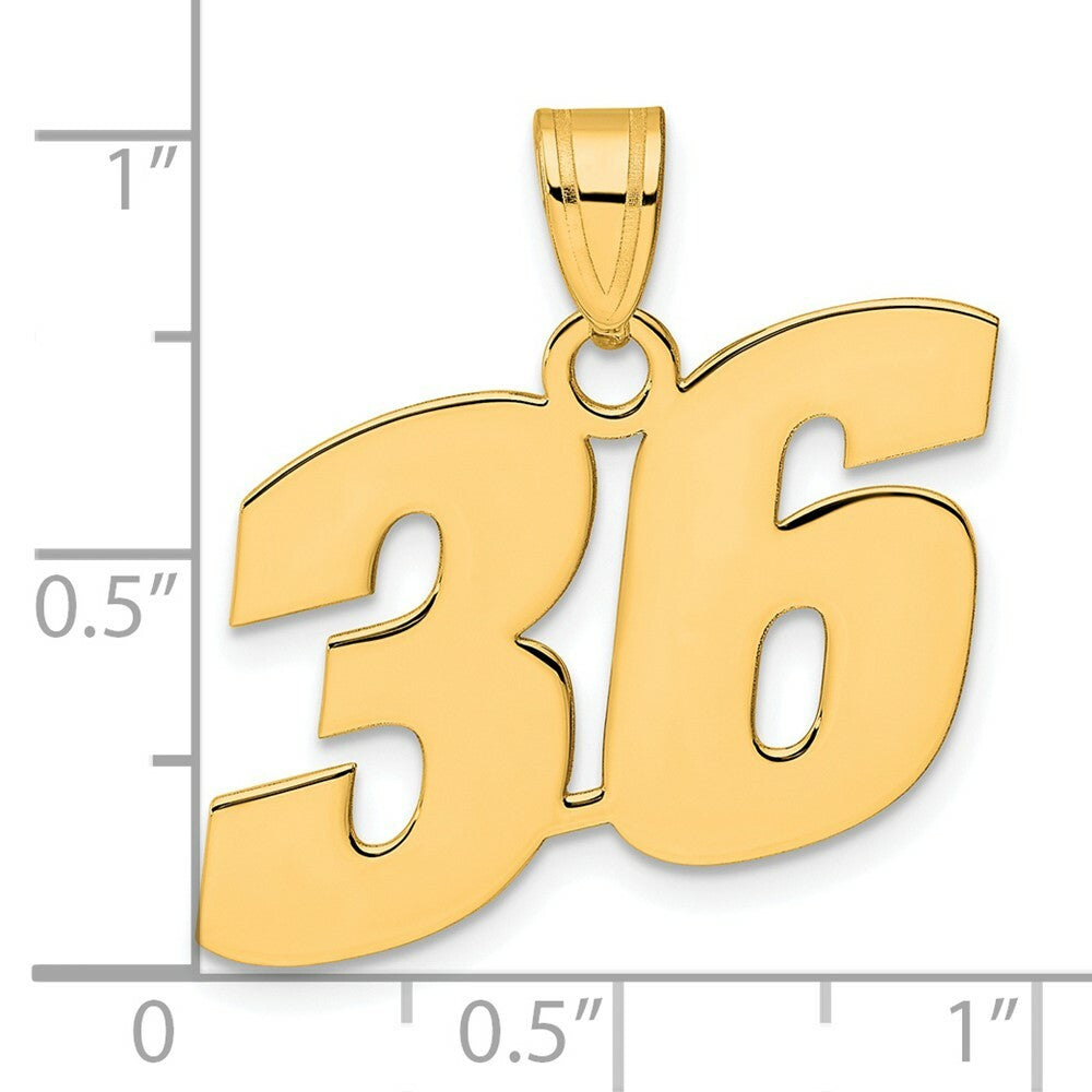 14K Yellow Gold Polished Block Number Pendant