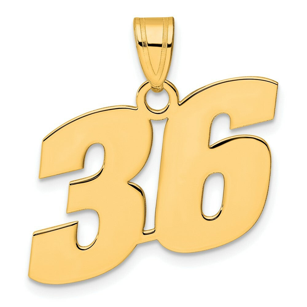 14K Yellow Gold Polished Block Number Pendant