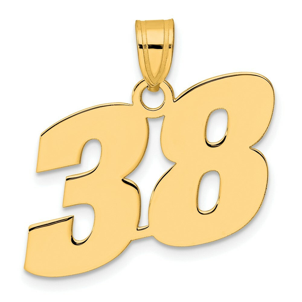 14K Yellow Gold Polished Block Number Pendant