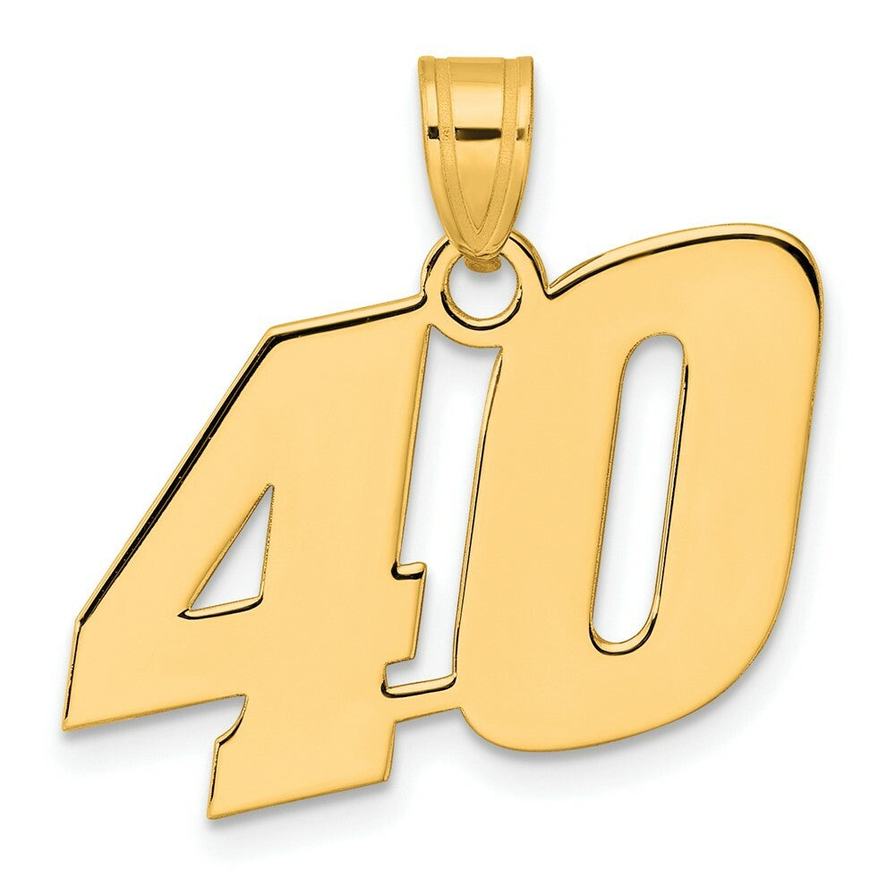 14K Yellow Gold Polished Block Number Pendant