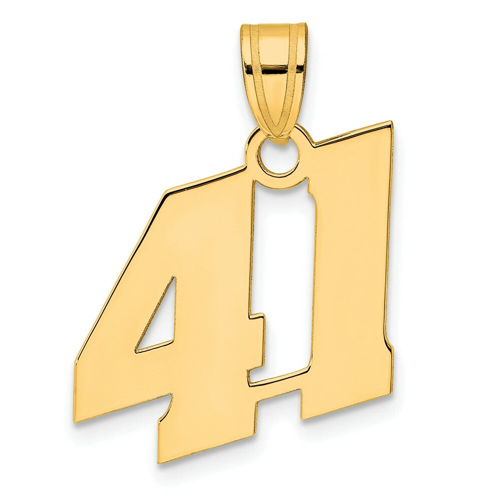 14K Yellow Gold Polished Block Number Pendant