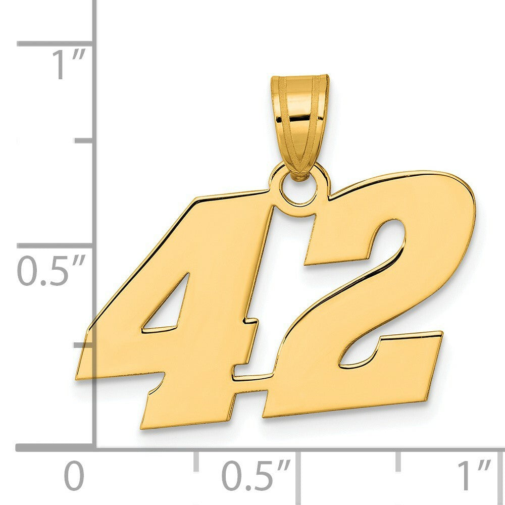 14K Yellow Gold Polished Block Number Pendant