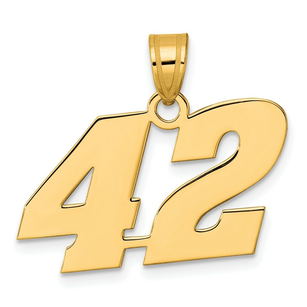 14K Yellow Gold Polished Block Number Pendant