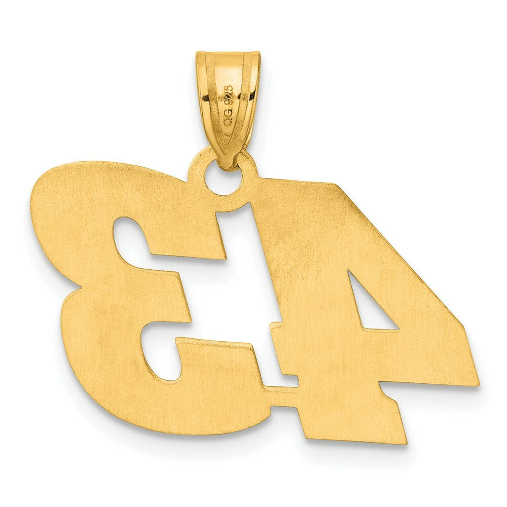 14K Yellow Gold Polished Block Number Pendant