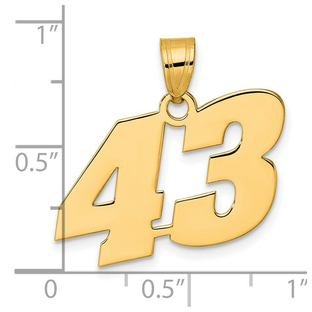 14K Yellow Gold Polished Block Number Pendant