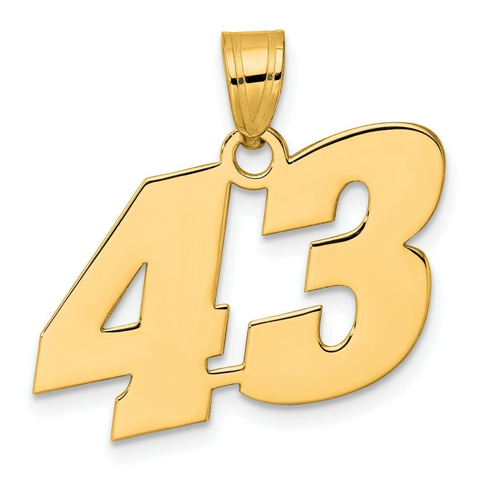 14K Yellow Gold Polished Block Number Pendant
