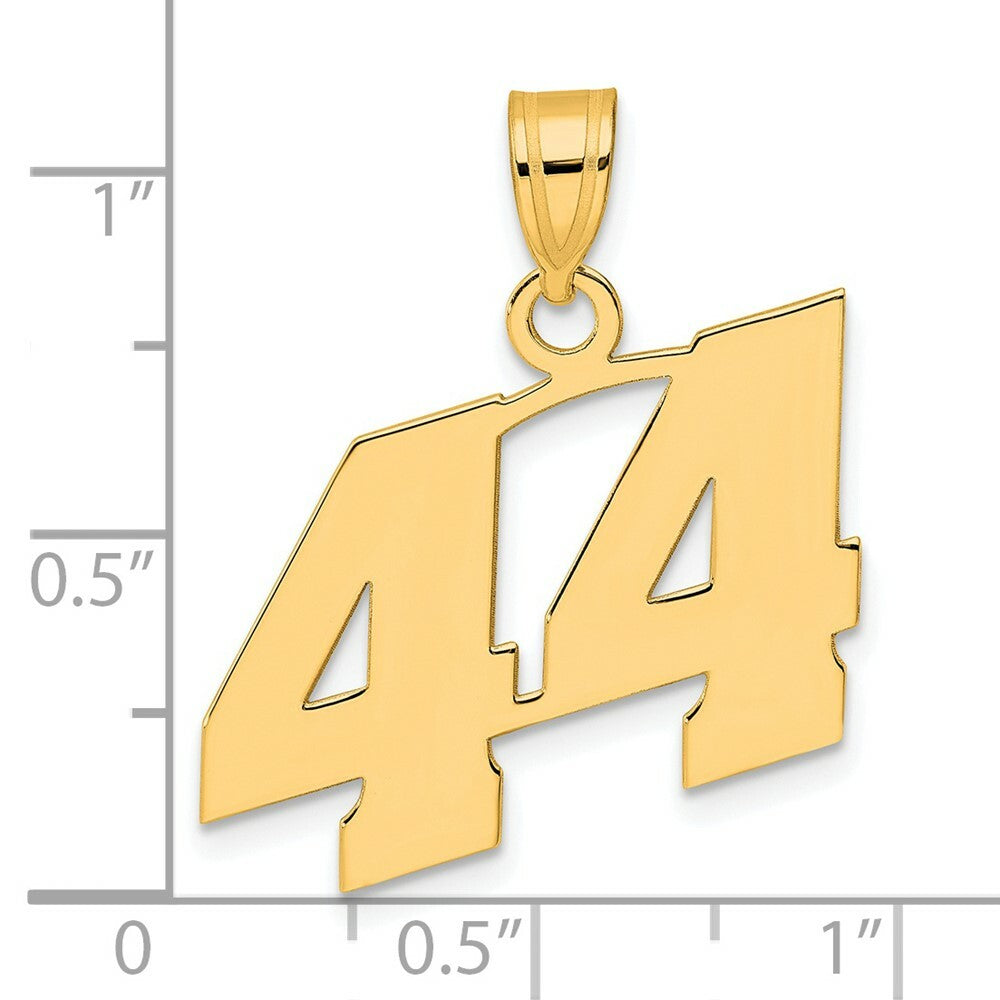 14K Yellow Gold Polished Block Number Pendant