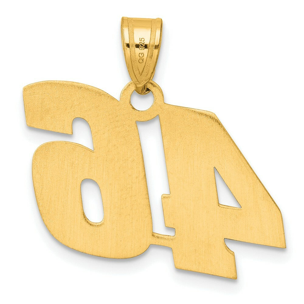 14K Yellow Gold Polished Block Number Pendant